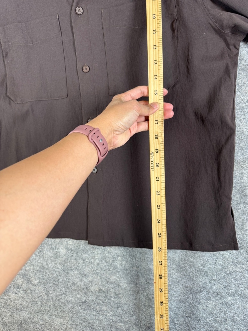 Lululemon Athletica Commission Brown Long Sleeve Button Shirt Size M Stretch - Picture 11 of 13
